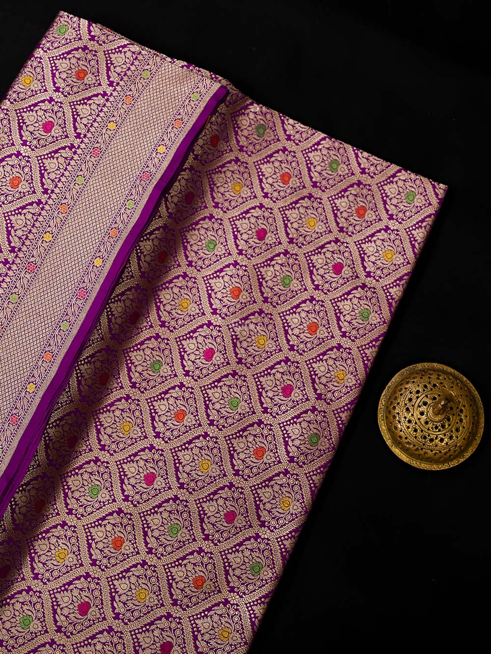 Purple Meenakari Brocade Handloom Banarasi Saree - Sacred Weaves