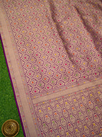 Purple Meenakari Brocade Handloom Banarasi Saree - Sacred Weaves