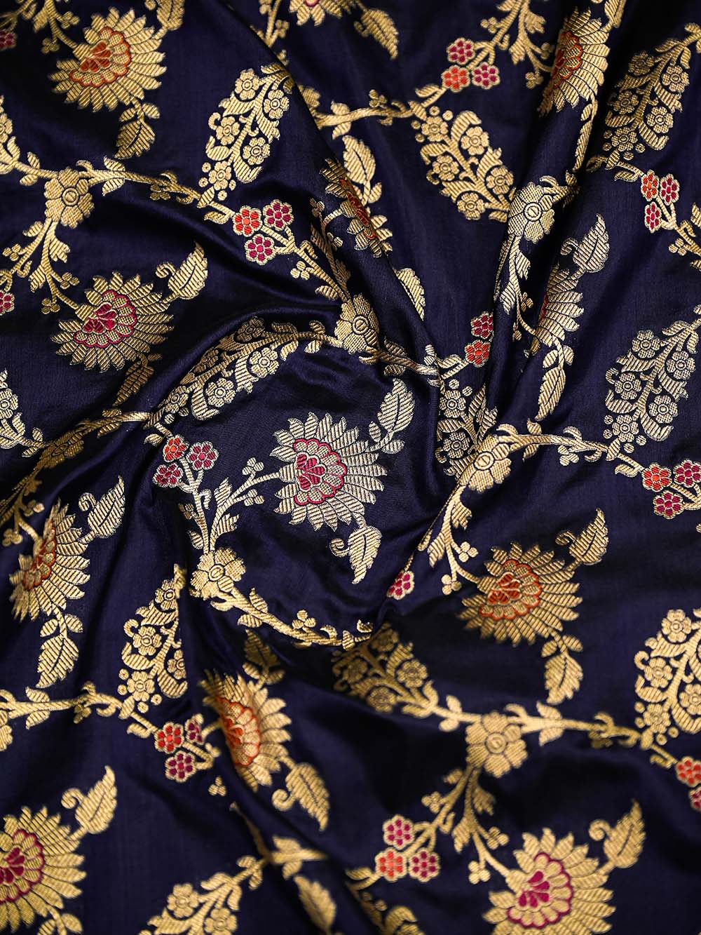 Blue Meenakari Jaal Uppada Katan Silk Handloom Banarasi Saree - Sacred Weaves