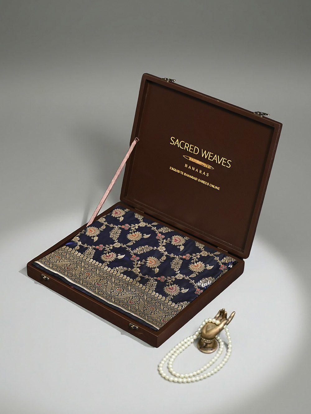 Blue Meenakari Jaal Uppada Katan Silk Handloom Banarasi Saree