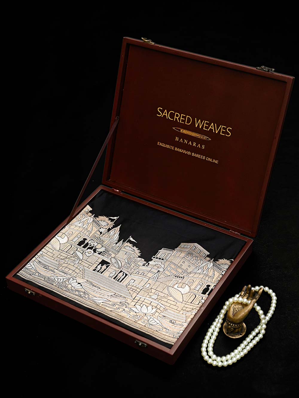 Black Katan Silk Handloom Banarasi Saree - Sacred Weaves