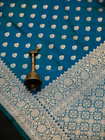 Green Blue Booti Katan Silk Uppada Handloom Banarasi Saree - Sacred Weaves