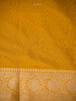 Yellow Jaal Katan Silk Uppada Handloom Banarasi Saree - Sacred Weaves