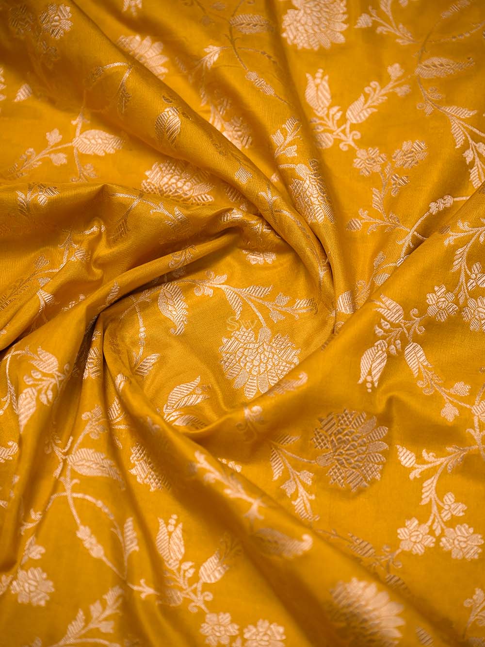 Yellow Jaal Katan Silk Uppada Handloom Banarasi Saree - Sacred Weaves