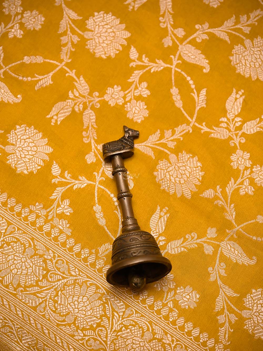 Yellow Jaal Katan Silk Uppada Handloom Banarasi Saree - Sacred Weaves