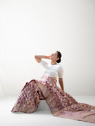 Dusty Pink Jaal Uppada Katan Silk Handloom Banarasi Saree - Sacred Weaves