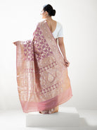 Dusty Pink Jaal Uppada Katan Silk Handloom Banarasi Saree - Sacred Weaves