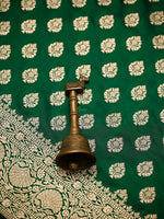 Bottle Green Booti Katan Silk Uppada Handloom Banarasi Saree - Sacred Weaves