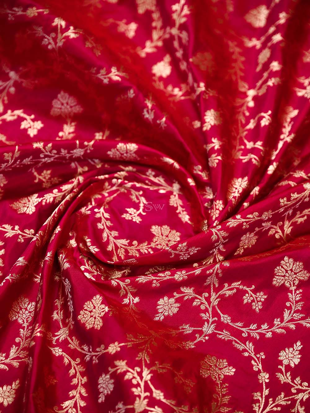 Dark Pink Jaal Uppada Katan Silk Handloom Banarasi Saree - Sacred Weaves