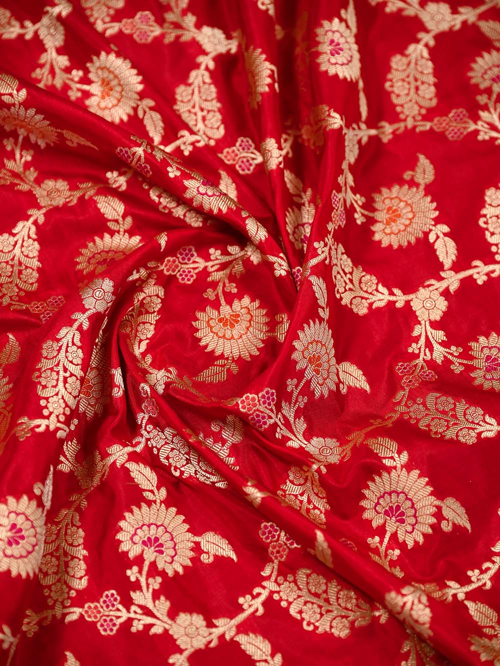 Red Meenakari Jaal Uppada Katan Silk Handloom Banarasi Saree - Sacred Weaves
