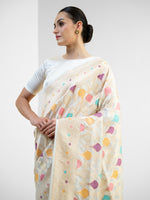 White Rangkat Katan Silk Handloom Banarasi Saree - Sacred Weaves