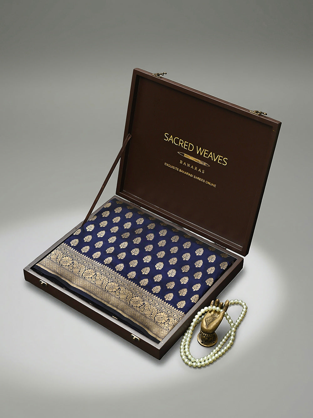 Blue Booti Katan Silk Uppada Handloom Banarasi Saree - Sacred Weaves