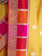 Yellow Boota Katan Silk Handloom Banarasi Saree - Sacred Weaves