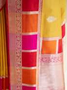 Yellow Boota Katan Silk Handloom Banarasi Saree - Sacred Weaves