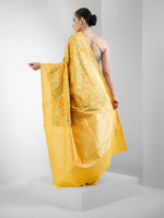 Yellow Jaal Katan Silk Handloom Banarasi Saree - Sacred Weaves