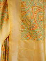 Yellow Jaal Katan Silk Handloom Banarasi Saree - Sacred Weaves