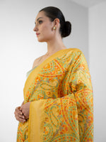 Yellow Jaal Katan Silk Handloom Banarasi Saree - Sacred Weaves