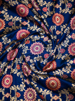 Blue Meenakari Jaal Uppada Katan Silk Handloom Banarasi Saree - Sacred Weaves