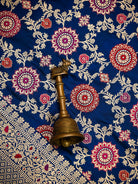 Blue Meenakari Jaal Uppada Katan Silk Handloom Banarasi Saree - Sacred Weaves