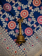 Blue Meenakari Jaal Uppada Katan Silk Handloom Banarasi Saree - Sacred Weaves