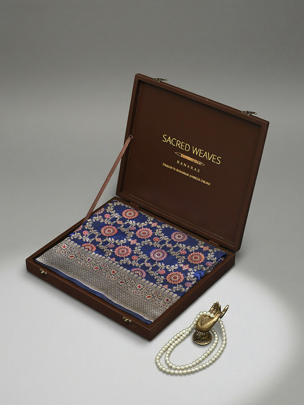 Blue Meenakari Jaal Uppada Katan Silk Handloom Banarasi Saree