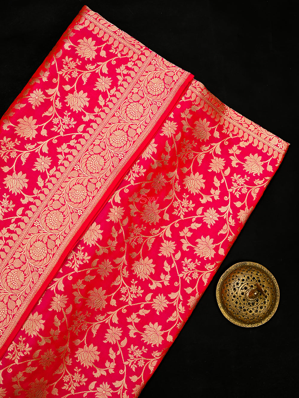 Pink Orange Jaal Katan Silk Uppada Handloom Banarasi Saree - Sacred Weaves