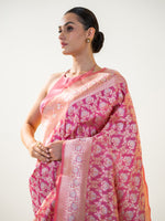 Pink Uppada Katan Silk Handloom Banarasi Saree - Sacred Weaves