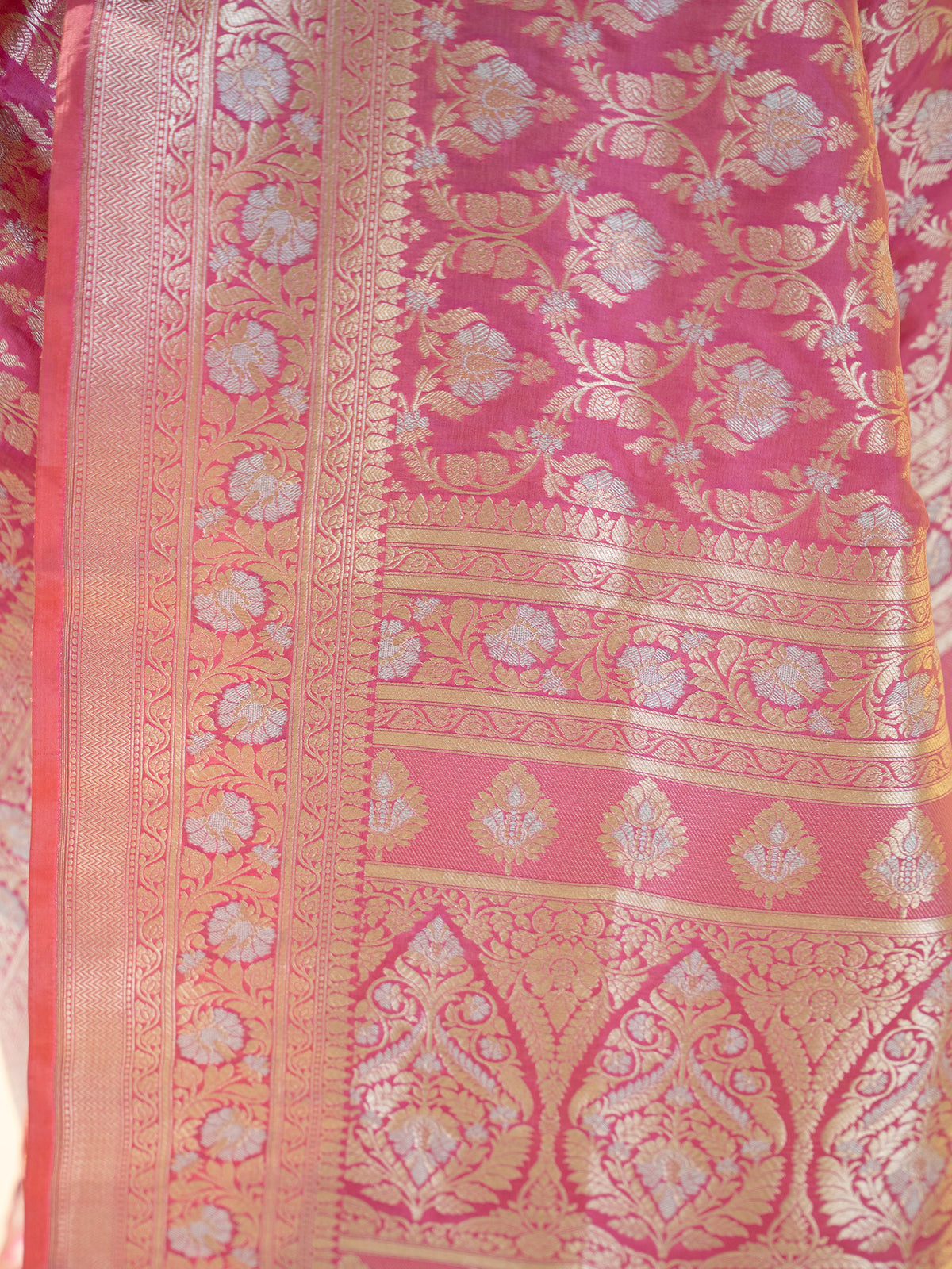 Pink Uppada Katan Silk Handloom Banarasi Saree - Sacred Weaves