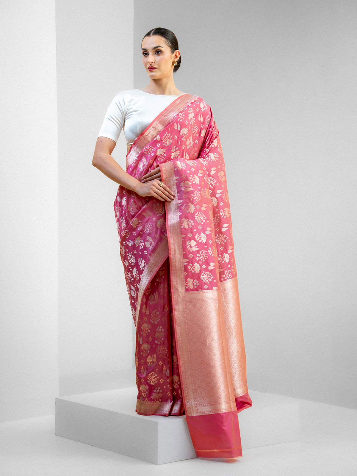 Pink Uppada Katan Silk Handloom Banarasi Saree- Sacred Weaves