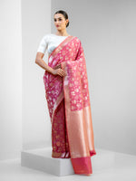 Pink Uppada Katan Silk Handloom Banarasi Saree- Sacred Weaves