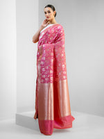 Pink Uppada Katan Silk Handloom Banarasi Saree- Sacred Weaves