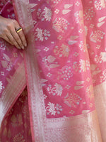 Pink Uppada Katan Silk Handloom Banarasi Saree- Sacred Weaves