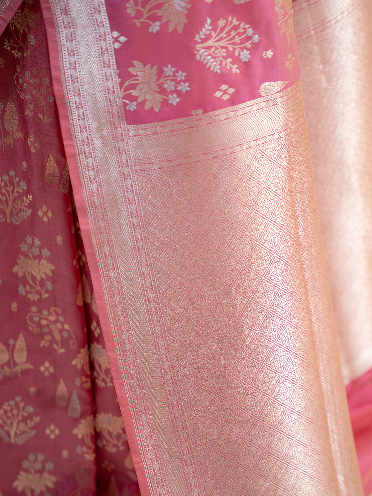 Pink Uppada Katan Silk Handloom Banarasi Saree- Sacred Weaves
