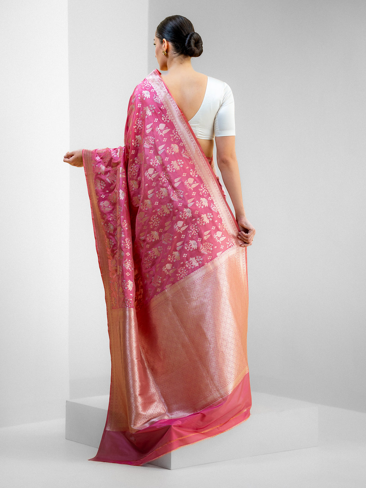 Pink Uppada Katan Silk Handloom Banarasi Saree- Sacred Weaves