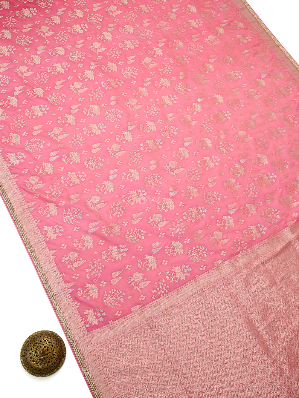Pink Uppada Katan Silk Handloom Banarasi Saree - Sacred Weaves