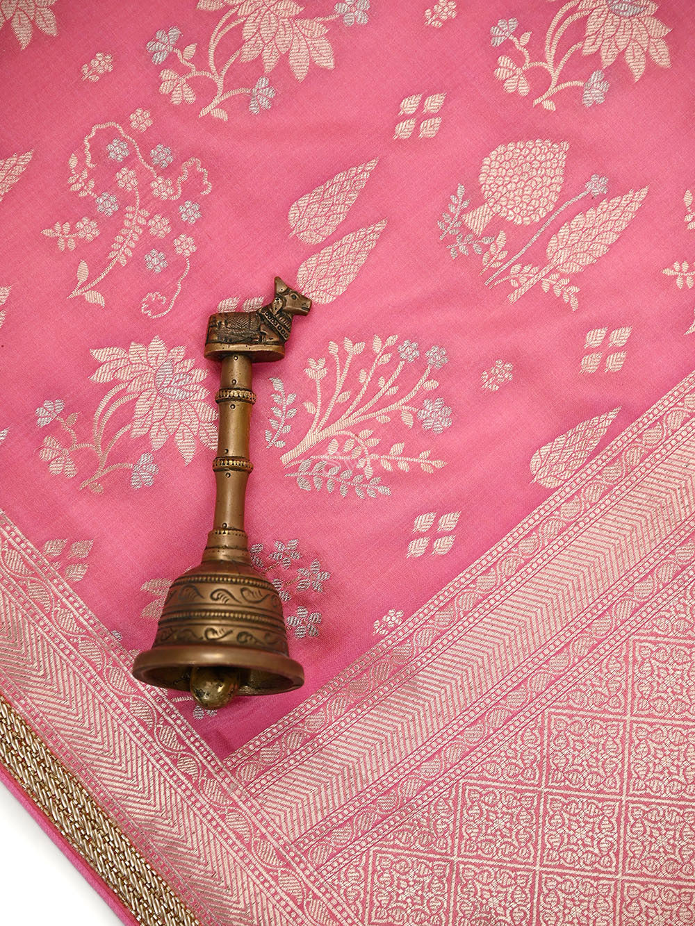 Pink Uppada Katan Silk Handloom Banarasi Saree - Sacred Weaves