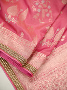 Pink Uppada Katan Silk Handloom Banarasi Saree - Sacred Weaves
