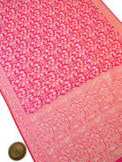 Pink Orange Shikargah Katan Silk Handloom Banarasi Saree - Sacred Weaves