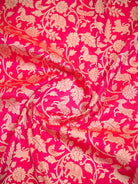 Pink Orange Shikargah Katan Silk Handloom Banarasi Saree - Sacred Weaves