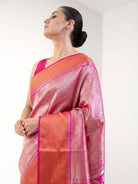 Magenta Silk Brocade Handloom Banarasi Saree - Sacred Weaves