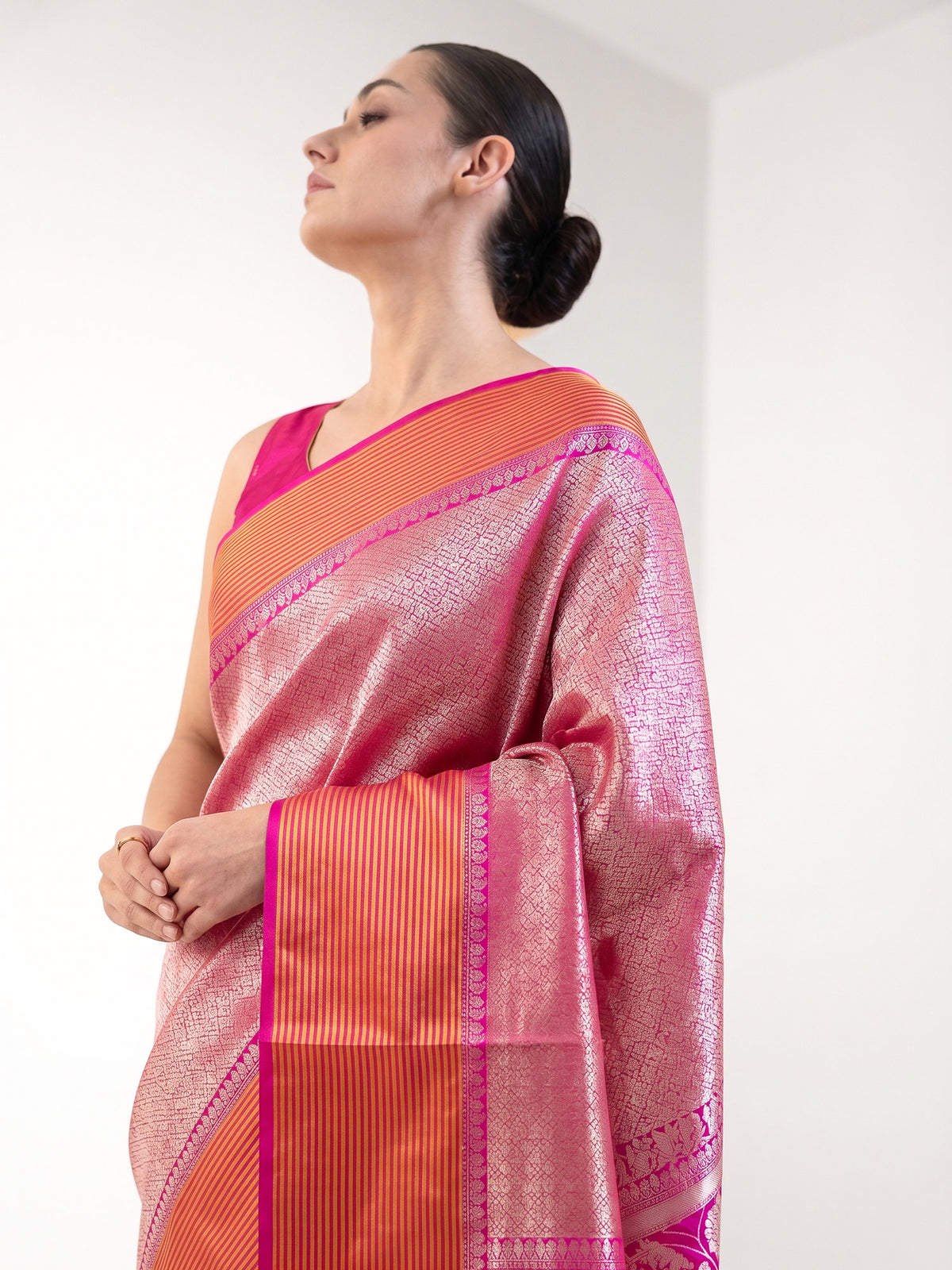 Magenta Silk Brocade Handloom Banarasi Saree - Sacred Weaves