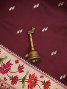 Wine Booti Paithani Katan Silk Handloom Banarasi Saree - Sacred Weaves
