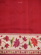 Wine Booti Paithani Katan Silk Handloom Banarasi Saree - Sacred Weaves