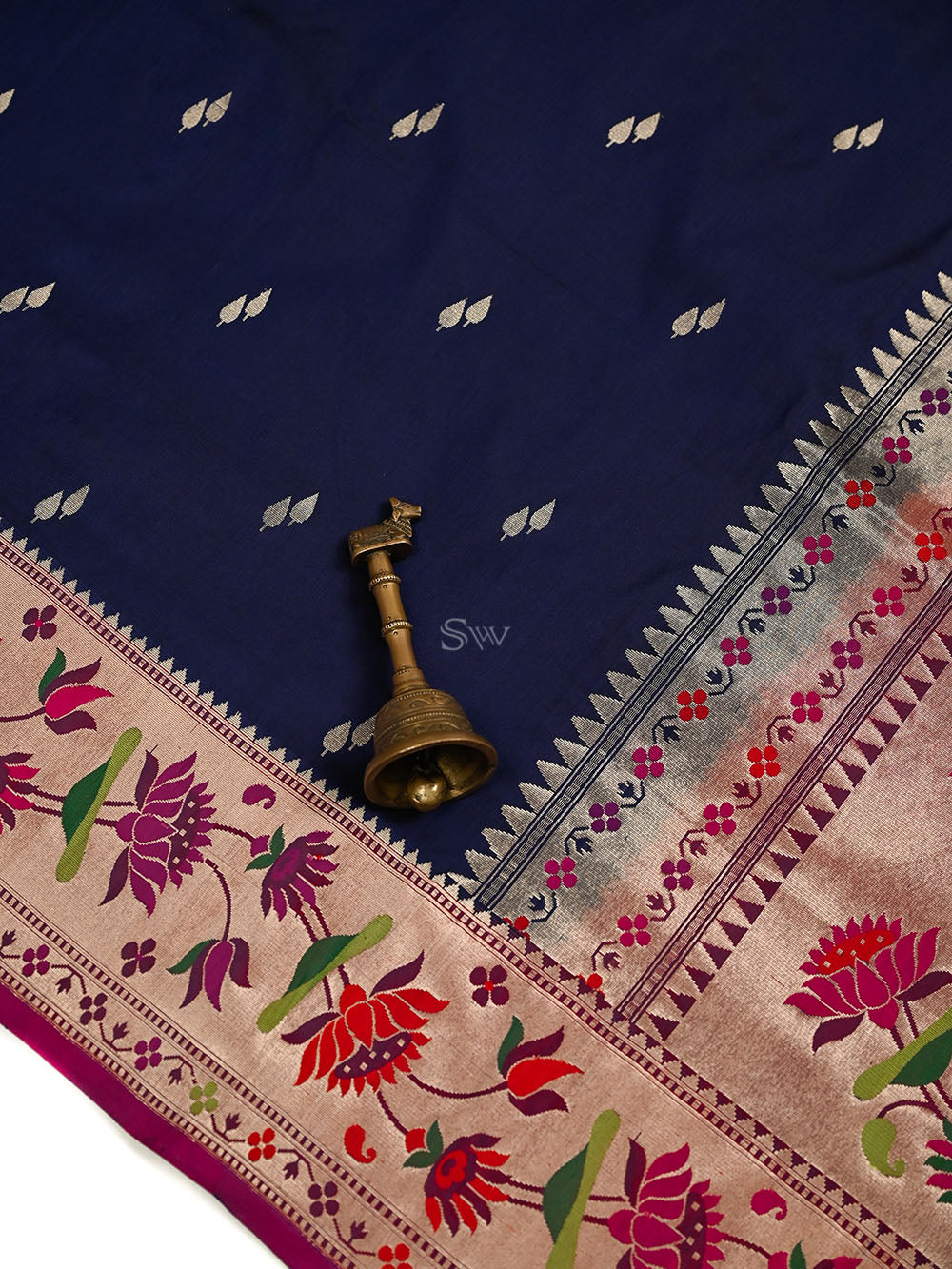 Navy Blue Paithani Katan Silk Handloom Banarasi Saree