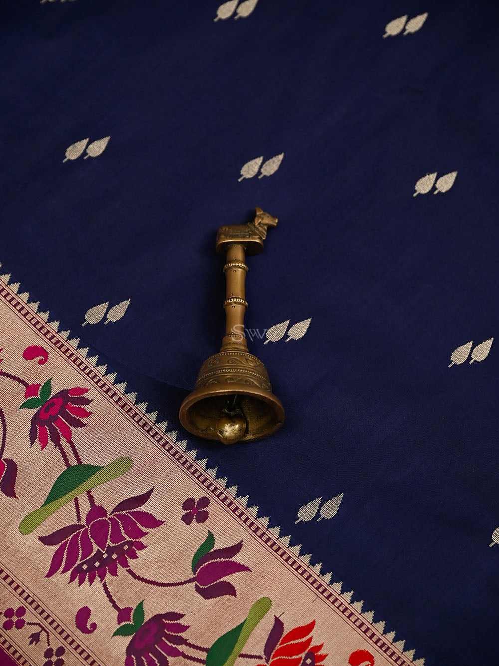 Navy Blue Paithani Katan Silk Handloom Banarasi Saree