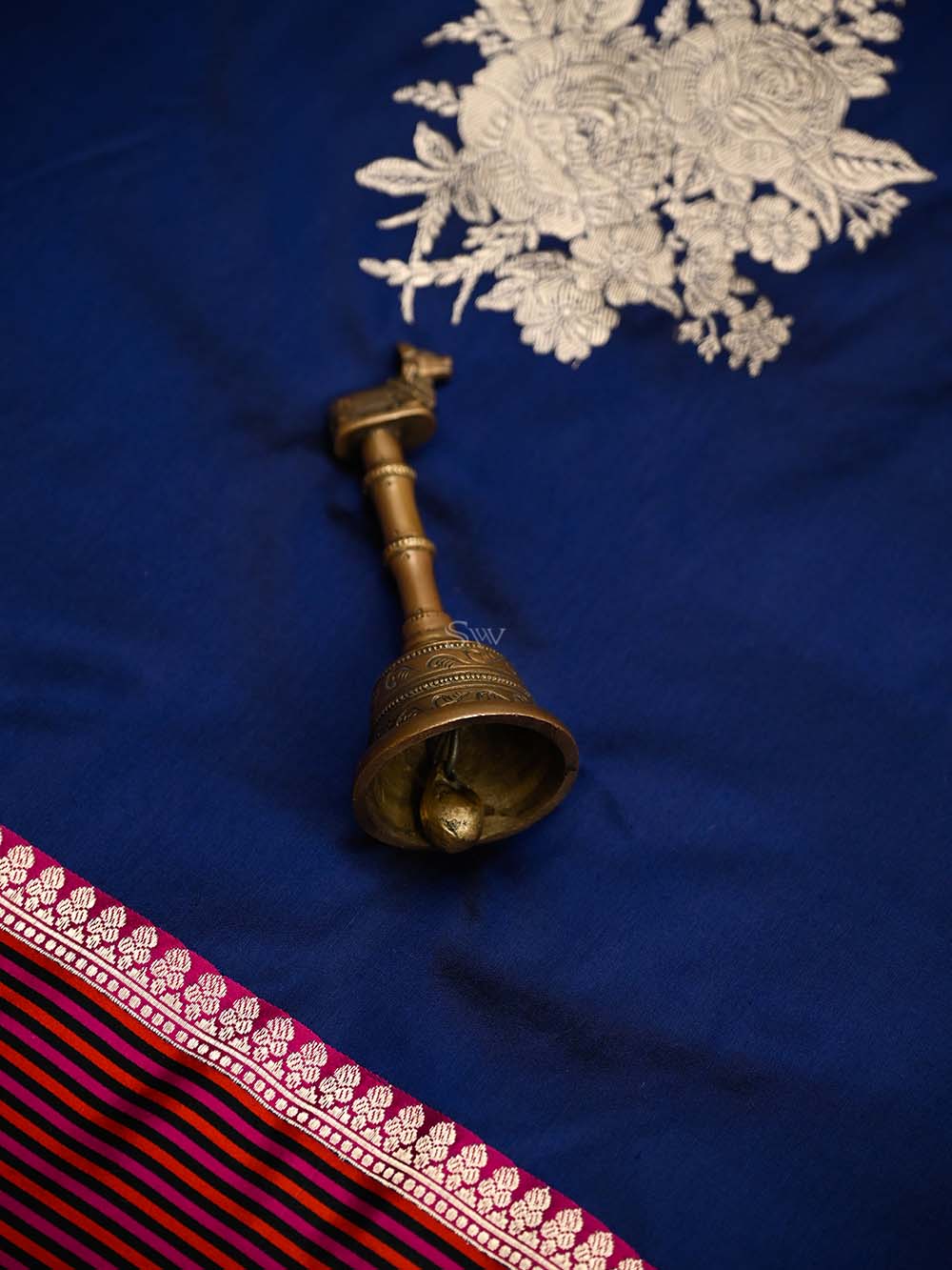 Navy Blue Boota Pure Silk Handloom Banarasi Saree