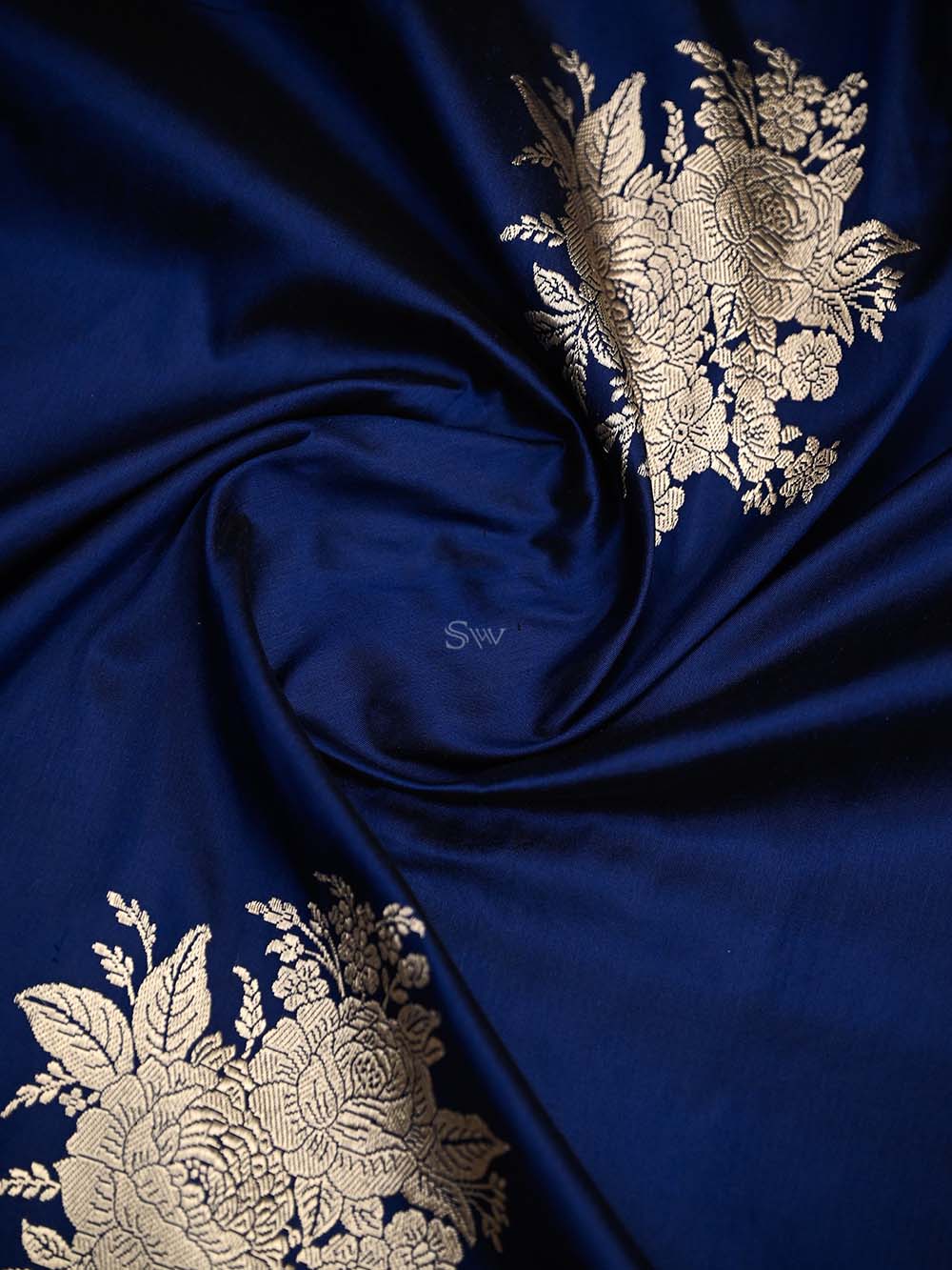 Navy Blue Boota Pure Silk Handloom Banarasi Saree