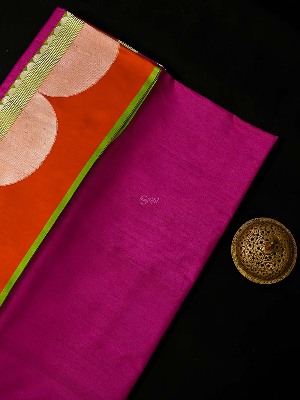 Magenta Plain Tussar Silk Handloom Banarasi Saree - Sacred Weaves