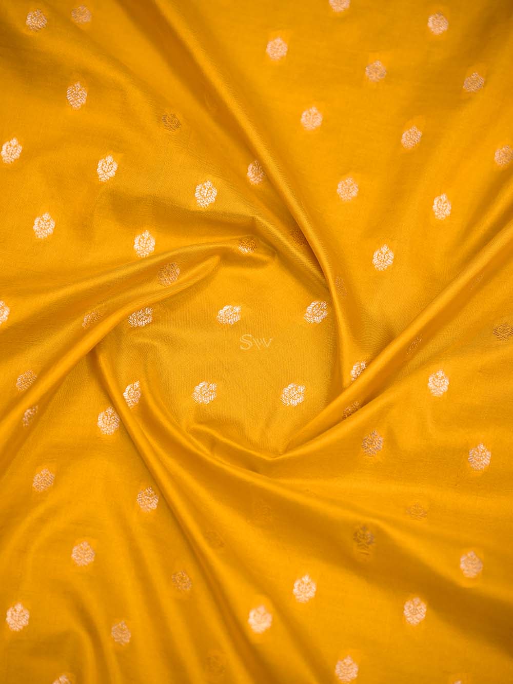 Yellow Booti Katan Silk Uppada Handloom Banarasi Saree - Sacred Weaves