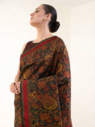 Black Paisley Tanchoi Silk Handloom Banarasi Saree - Sacred Weaves